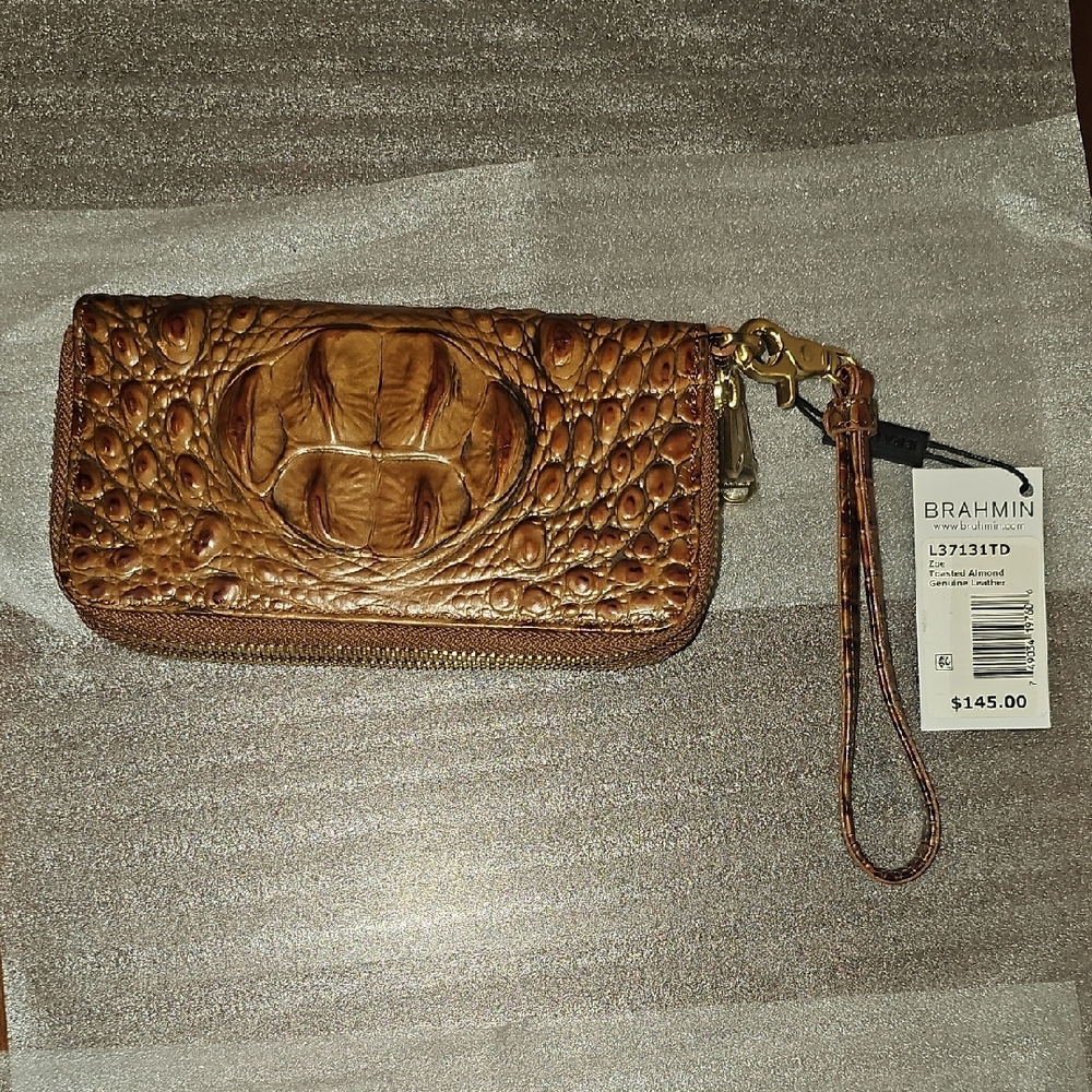 Brahmin Brown and Gold Wristlet